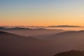 Dobratsch - Panoramic sunrise view from Dobratsch on High Tauern and Nocky Alps in Austria Royalty Free Stock Photo