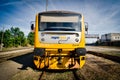 Dobris, Czech Republic - September 11, 2011. Yellow train on railroad