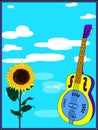 Dobro guitar and sunflower poster