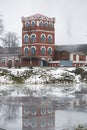 Dobrush, Belarus - December 28, 2017: The building of a paper mill.