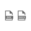 Doc and docx file format vector icon. Microsoft word files.