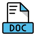 Doc file icon colorful style design. document format text file icons, Extension, type data, vector illustration Royalty Free Stock Photo