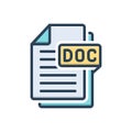 Color illustration icon for Doc, document and file Royalty Free Stock Photo