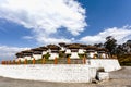 Dochu la chortens or stupas on top of the Dochula Pass in the Himalayas in Western Bhutan