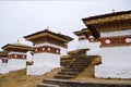 View of the chortens stupas at the Dochu La Pass, along the east-west road from Thimpu to Punakha, Bhutan