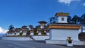 The 108 memorial chortens or stupas known as Druk Wangyal Chortens at the Dochula pass, Bhutan