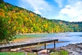 Dock Above the Water in Autumn Royalty Free Stock Photo