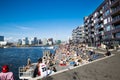 Dock, apartments and Oslo skyline Royalty Free Stock Photo