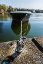 Dock Boat Sunny Lake Landscape Beautiful Idyllic Atmosphere Environment Blue Perspective Looking Out Reflection