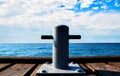 Dock Bollard on a Wooden Marina in Cyprus Royalty Free Stock Photo