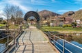 Dock of Brusimpiano, is a small village located on the shore of lake Lugano-Ceresio in province of Varese, Lombardy. Royalty Free Stock Photo