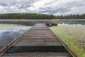 Dock on a calm lake in Idaho.