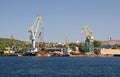 Dock crane towers in Sevastopol Royalty Free Stock Photo