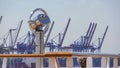 Dock cranes seen from the cruise ship, Hamburg / Germany Royalty Free Stock Photo