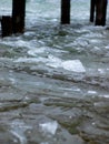 A dock on a frozen lake