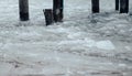 A dock on a frozen lake