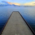 Dock on Lake Early Morning Mist Royalty Free Stock Photo