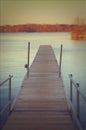 Dock at Lake Macbride after sunset Royalty Free Stock Photo