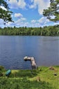 Dock at Leonard Pond located in Childwold, New York, United States