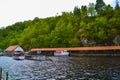 Dock in Loch Katrine Katrine Lake, Highlands, Scotland. Beauti