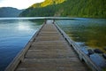 Dock Over Crescent Lake Royalty Free Stock Photo