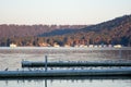 Dock pier with seagulls Royalty Free Stock Photo