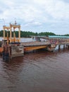 dock sea sky claoud briged water