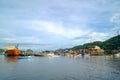 Dock and Ship Harbour with blue sky background