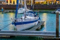 Docked boat in the harbor of vlissingen, popular city in Zeeland, The Netherlands Royalty Free Stock Photo