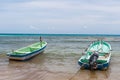 Docked Boats in a Beach Scene at Playa del Carmen