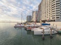 Docked boats in Miami, Florida. Royalty Free Stock Photo