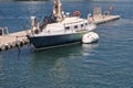 Docked sailboat damaged after hurricane Royalty Free Stock Photo
