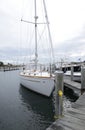 Docked sailboat in the harbor by Stonington Connecticut Royalty Free Stock Photo