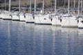 Docked sailboats