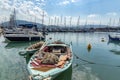 Docked sailboats in Lefkas Lefkada marina, Lefkada, Greece Royalty Free Stock Photo