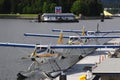 Docked seaplanes in Vancouver