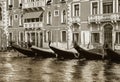 Docked venetian gondolas