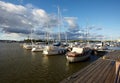 Docked yachts