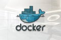 Docker on glossy office wall realistic texture