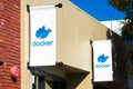 Docker sign and logo at company HQ