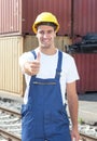 Docker at work showing thumb up