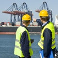 Dockers in discussion Royalty Free Stock Photo