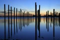 Docking poles at sunrise Royalty Free Stock Photo