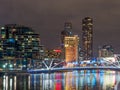 Dockland at night with Seafarers pedestrian Bridge Royalty Free Stock Photo