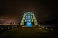 Dockland office building beautifully illuminated at night in Hamburg at the fishing port Royalty Free Stock Photo