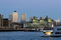 Docklands skyline and the Thames Royalty Free Stock Photo