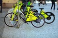 Dockless electric bikes at Republic Square in Prague