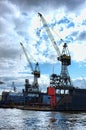 Cranes in Hamburg port Royalty Free Stock Photo