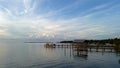 Docks and boats on Islamorada, Florida at sunset. Royalty Free Stock Photo