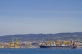 Docks with ship cranes in Trieste Royalty Free Stock Photo